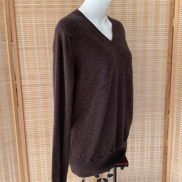 AllSaints Spitalfields Mens Brown Wool V Neck Long Sleeve Pullover Sweater , XXL - Picture 10 of 13